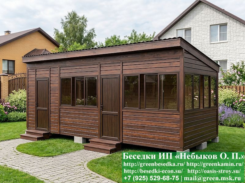 Застекленная Беседка С Хозблоком, Сараем Для Дачи 3х7 - Фото № 5