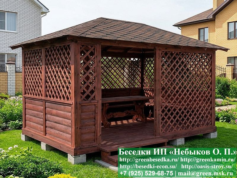 Летняя Беседка-Пергола Из Блокхауса Для Дачи 3х4 - Фото № 2