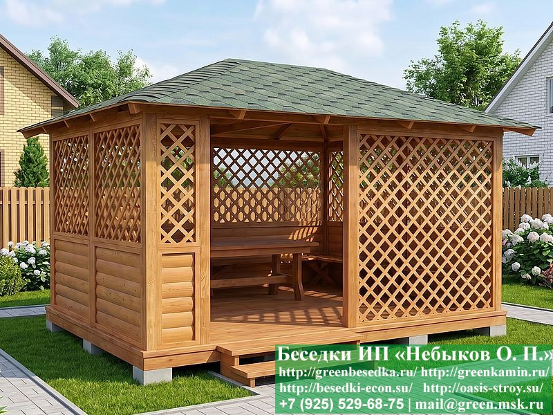 Летняя Беседка-Пергола Из Блокхауса Для Дачи 3х4 - Фото № 4