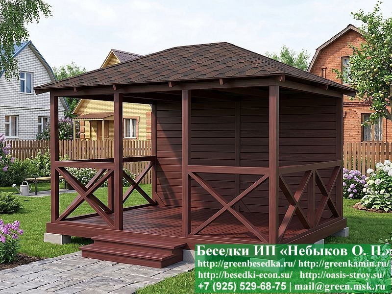 Беседка 3х4 с крестами: монтаж в Москве и областях юга и центра