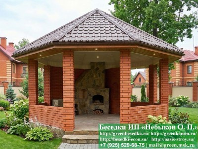 Кирпичная беседка Ø6 м с барбекю: монтаж в Москве и областях юга
